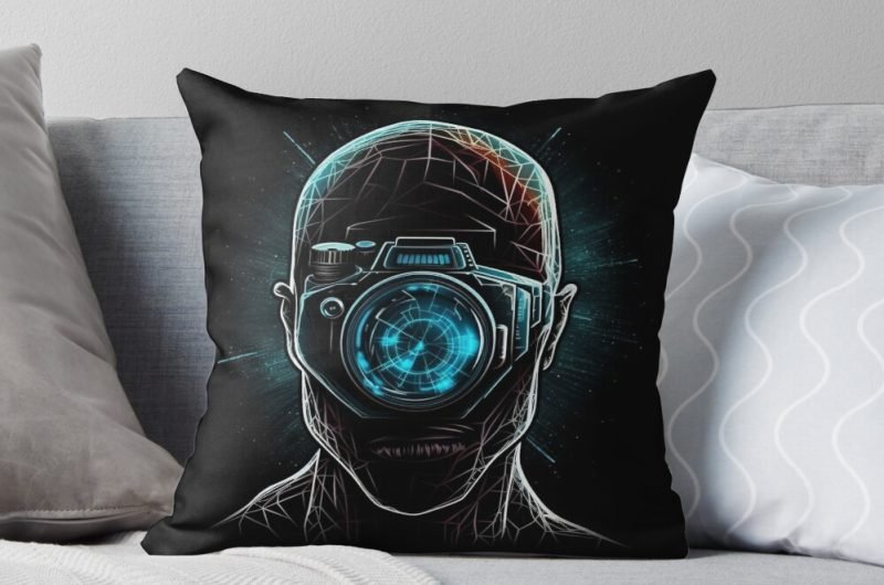 Futuristic indivisual photographer Ai design throw pillow